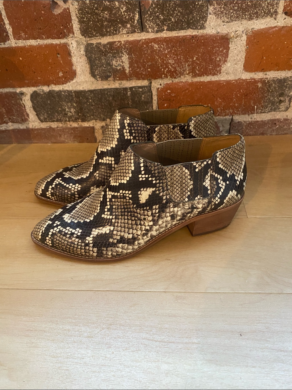 Madewell Snakeskin Low Heel Ankle Boot